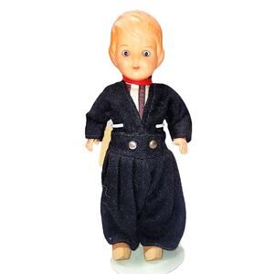 8" Celluloid Souvenir Dutch Doll w/Wooden Shoes & Sleep Eyes Made in Italy